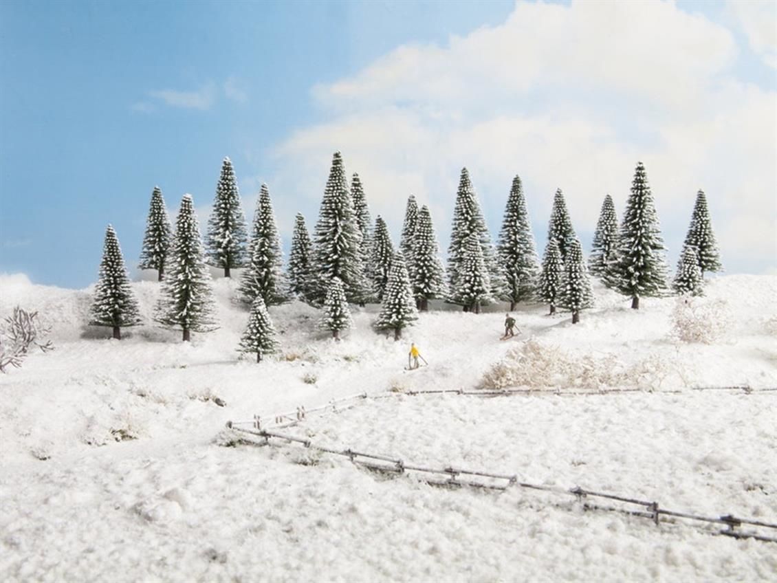 Noch 26928 Karlı Köknar Ağaçları, 10 Adet, 5-14 cm. Diorama Malzemesi