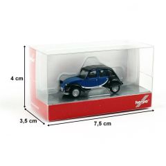 Herpa 020817-006 1/87 Ölçek Citroen 2 CV Charleston, Mavi/Siyah, Sergilemeye Hazır Model Araç