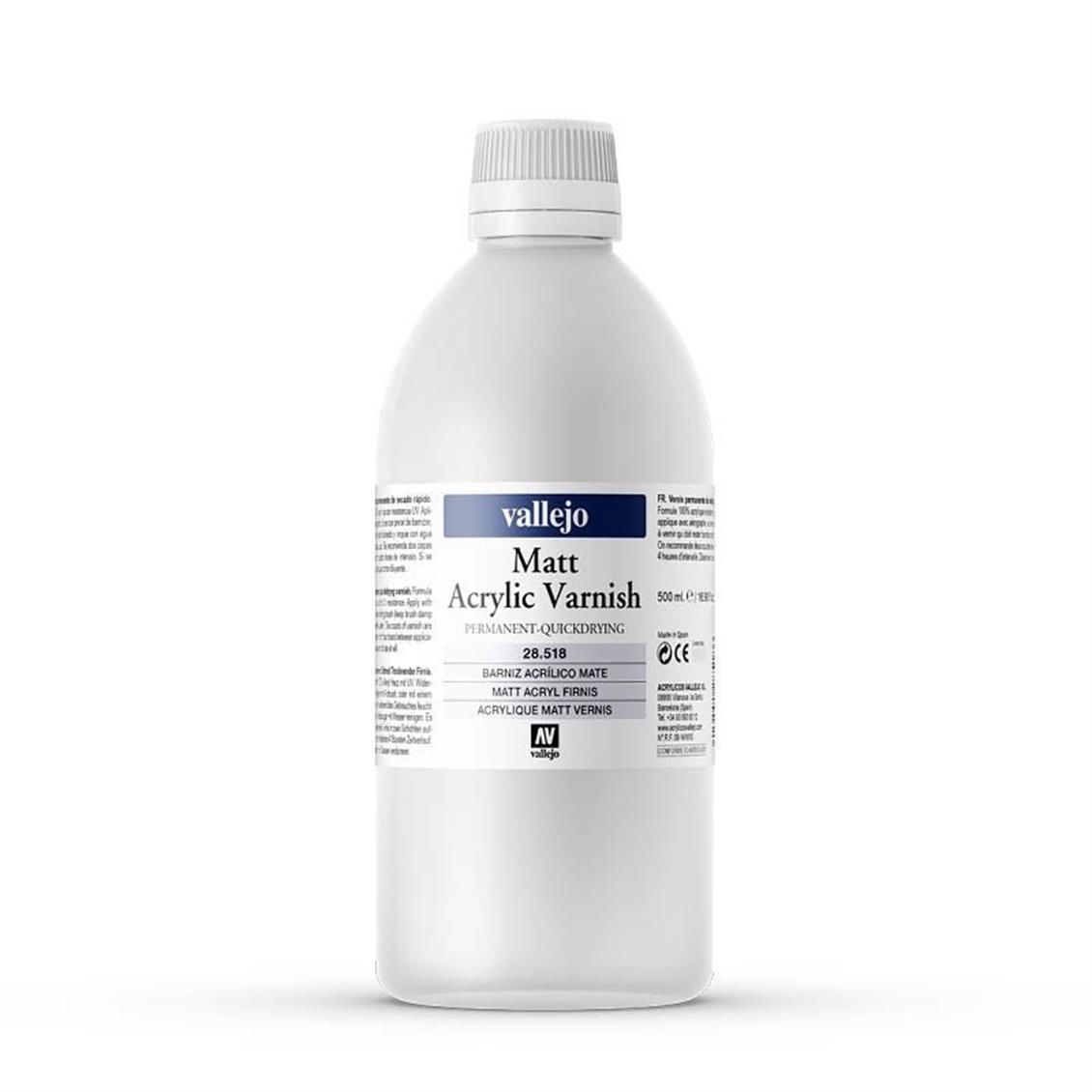 Vallejo 28518 500 ml. Mat Vernik, Model Boyası