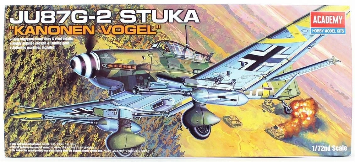 Academy 12404 1/72 Ju 87G-2 Stuka (Kanonen Vogel) Savaş Uçağı Demonte Plastik Maketi