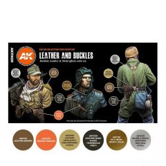 AK Interactive 11620 6x17 ml. Deri,Toka ve Ayakkabı Boyaları, Akrilik Maket Boyası Seti