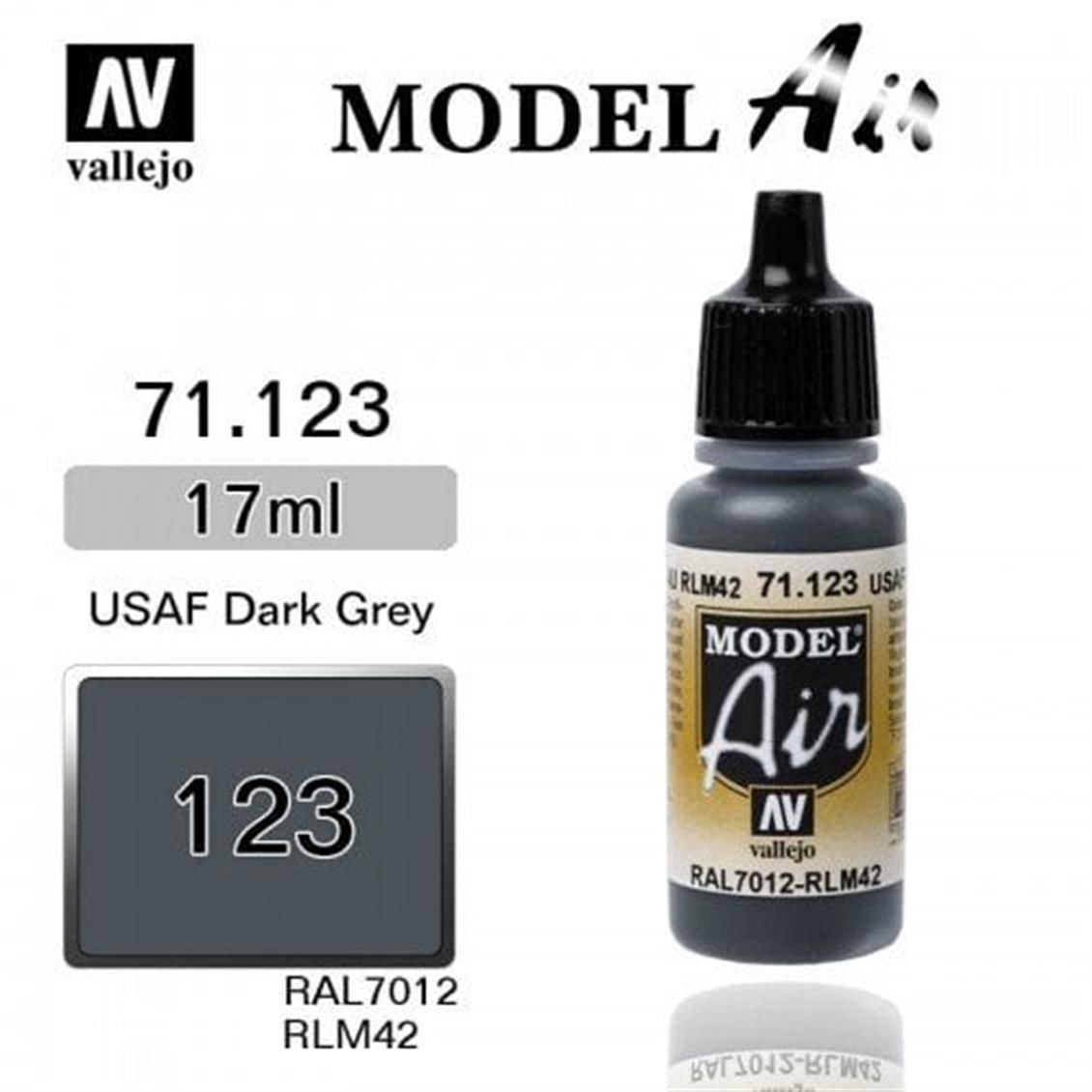 Vallejo 71123 17 ml. Dark Grey RLM42, Model Air Serisi Model Boyası