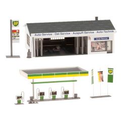 Faller 130345 1/87 BP Benzin İstasyonu ve Servisi Demonte Plastik Maketi