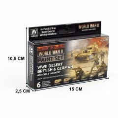 Vallejo 70208 6x17 ml. Desert British & German Armour & Infantry, Model Color Serisi Model Boyası Seti