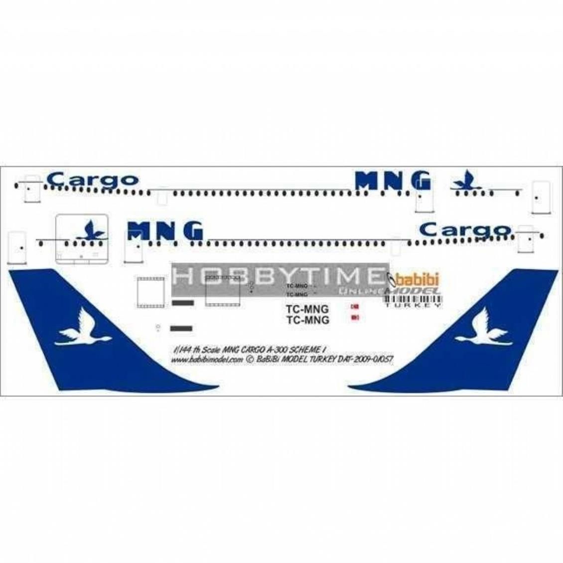 Babibi DAT01057 1/144 Mng Cargo, Airbus A300, Şema-1, Dekal Çıkartma