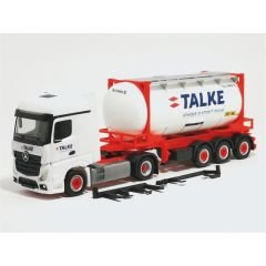 Herpa 316002 1/87 Ölçek Mercedes-Benz Actros, Tanker Konteynerli TIR (Talke), Sergilemeye Hazır Model Araç