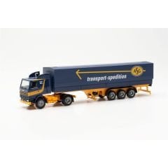 Herpa 315272 1/87 Ölçek Scania 142, Brandalı Dorseli TIR (ASG), Sergilemeye Hazır Model Araç