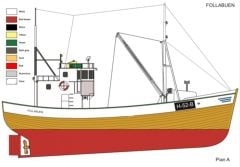 Türk Model 1/25 6010200 M/S Follabuen İskandinav Balıkçı Teknesi, R/C Dönüşebilir, Demonte Ahşap Maketi