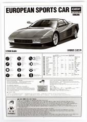 Academy 15526 1/24 Ferrari Testarossa Binek Aracı Demonte Plastik Maketi