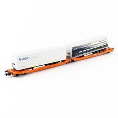 Piko 58972 1/87 Articulated intermodal car T3000e Wascosa VI, w 2 ''sieber trailers, 2 adet, Model tren yük vagonu