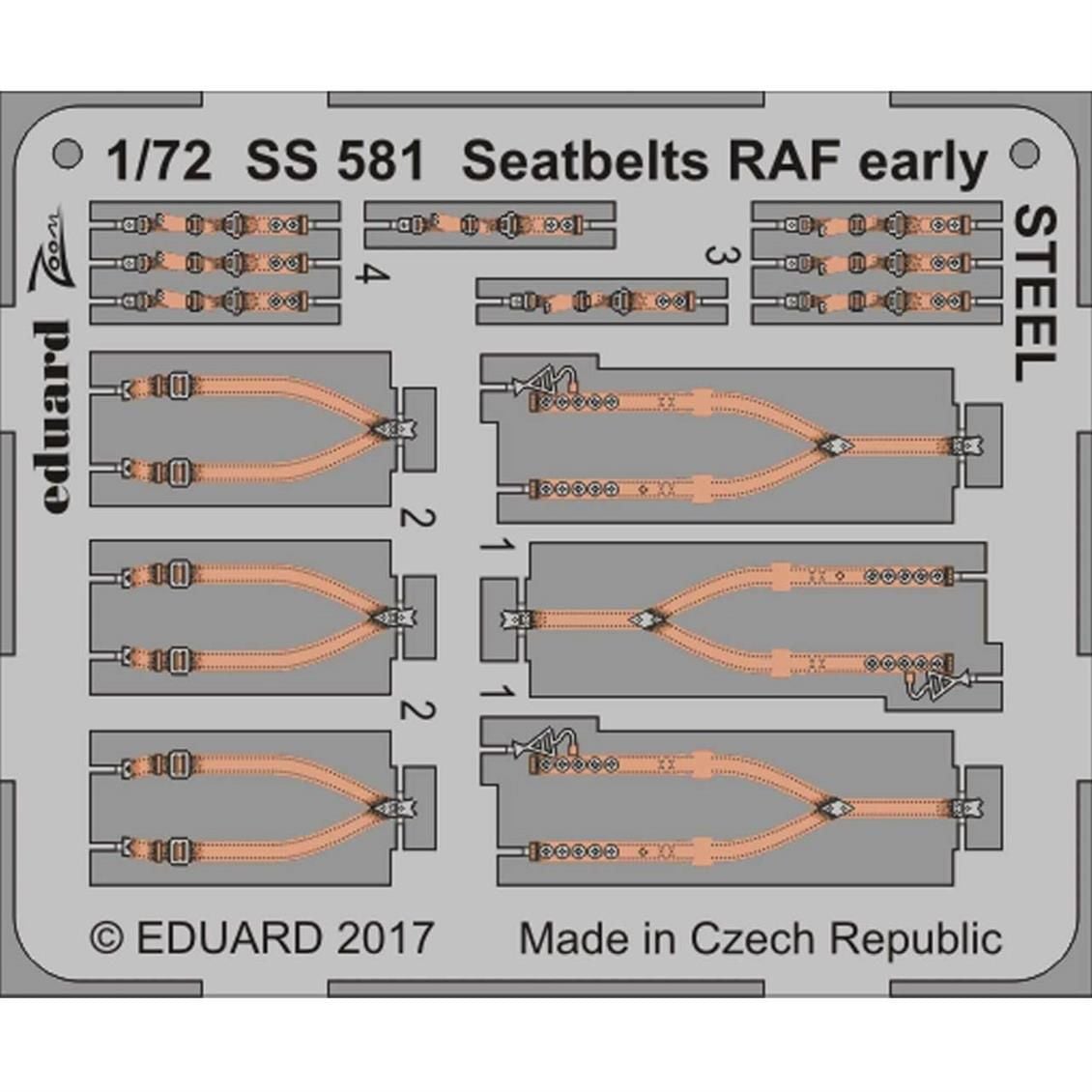 EDUARD SS581 1/72 Seatbelts RAF early STEEL Maket