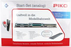 Starter Set “Alex” Hercules Diesel loco w. 2 passenger cars, PIKO A-Track w. RailbedSET