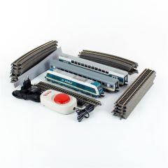 Starter Set “Alex” Hercules Diesel loco w. 2 passenger cars, PIKO A-Track w. RailbedSET