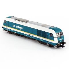 Starter Set “Alex” Hercules Diesel loco w. 2 passenger cars, PIKO A-Track w. RailbedSET