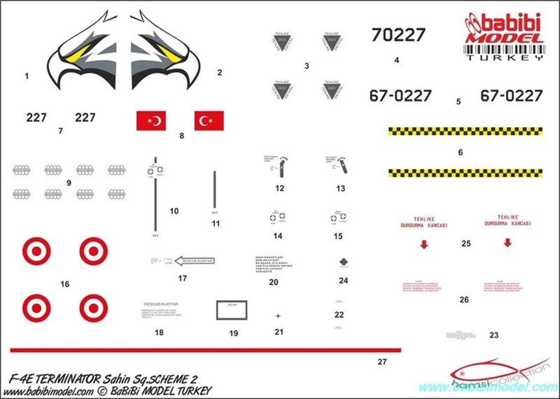 Babibi DBT01118 1/32 F-4, Şahin Son, Dekal Çıkartma