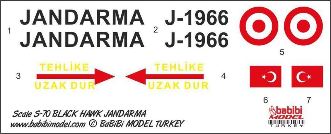 Babibi DBT01223 1/72 S-70, Jandarma, Dekal Çıkartma