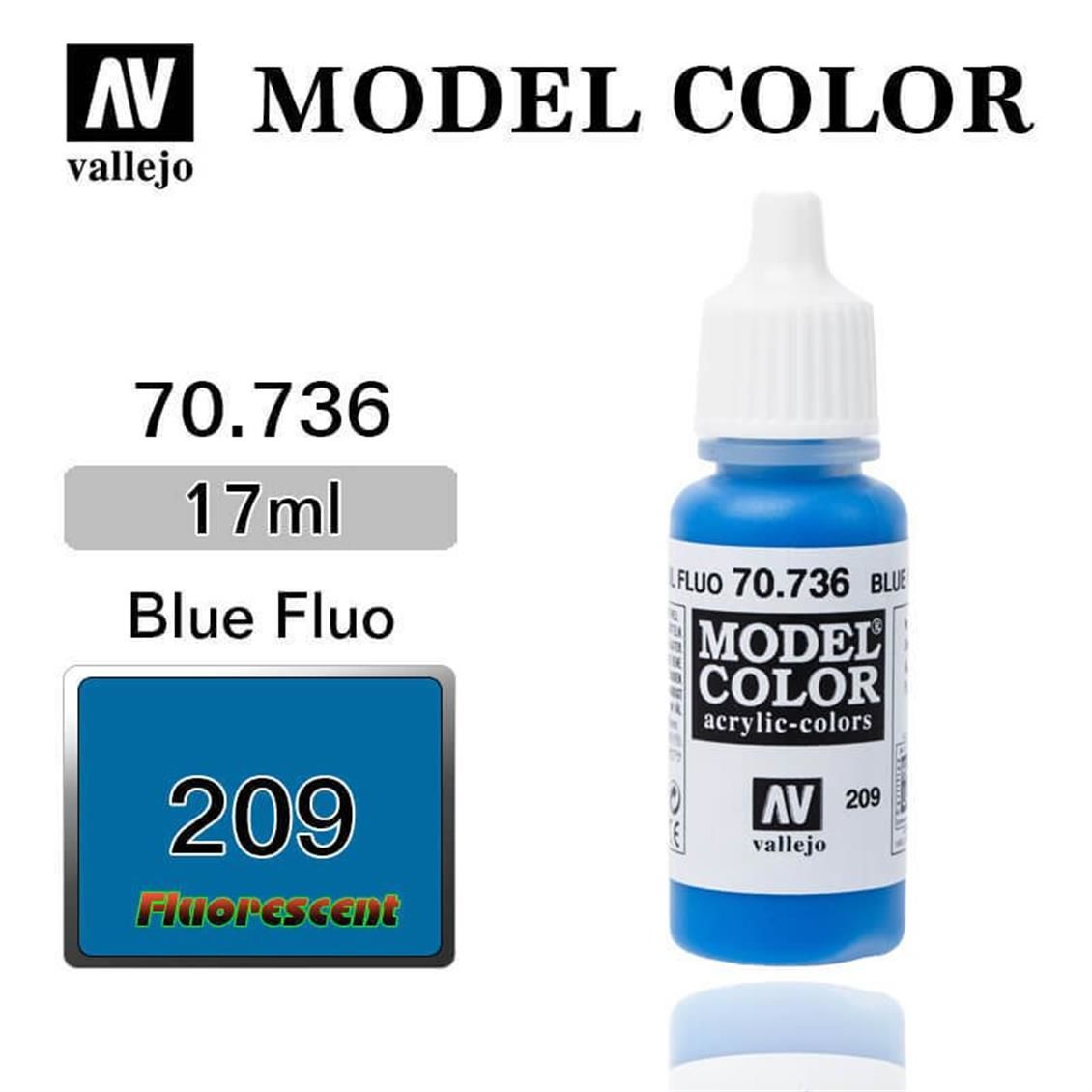 Vallejo 70736 17 ml. (209) Blue Fluorescent, Model Color Serisi Model Boyası