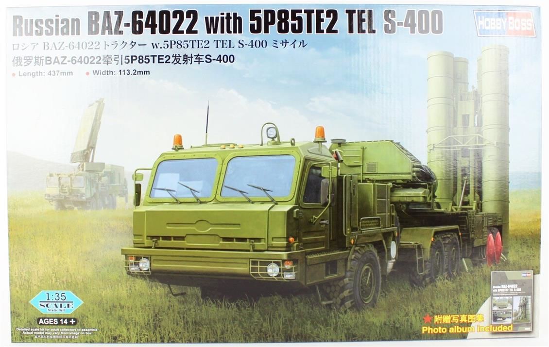 HobbyBoss 85517 1/35 Rus BAZ-64022 Taşıyıcısı ile 5P85TE2 TEL S-400 Füze sistemi Demonte Plastik Maketi