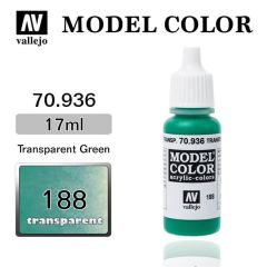 Vallejo 70936 17 ml. (188) Transparent Green-Transparent, Model Color Serisi Model Boyası