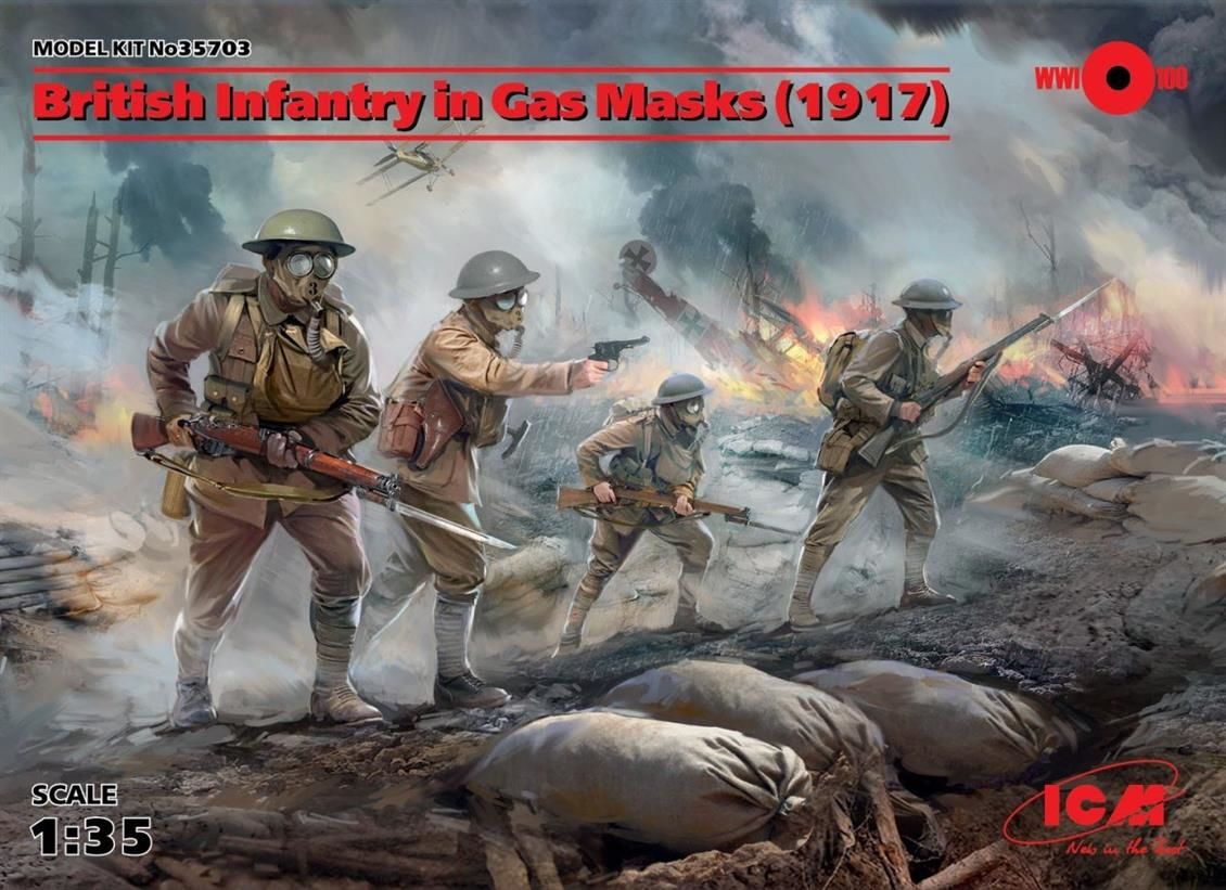 35703 British Infantry in Gas Masks (1917)   (4 fi