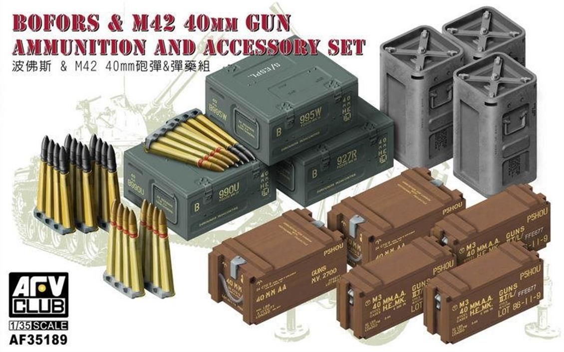 AFV Club AF35189 1/35 Bofors & M42 Uçaksavar Mühimmat ve Aksesuar Demonte Plastik Maketi Seti