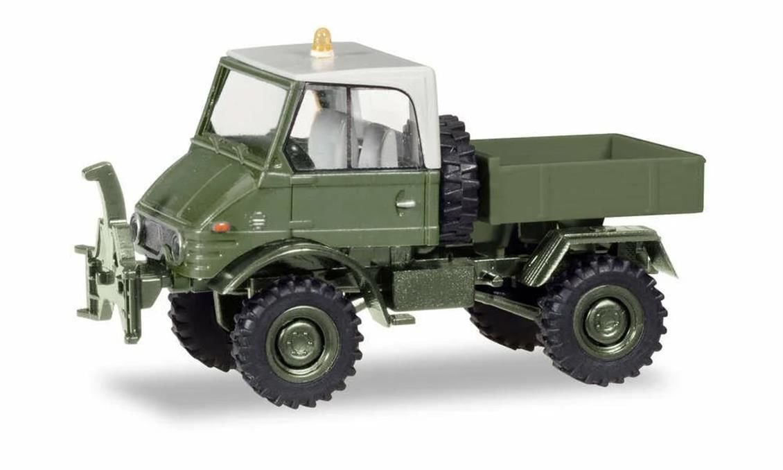 Herpa 746496 1/87 Ölçek Unimog U421 Açık Kasa, Haki Yeşil, Sergilemeye Hazır Model Araç