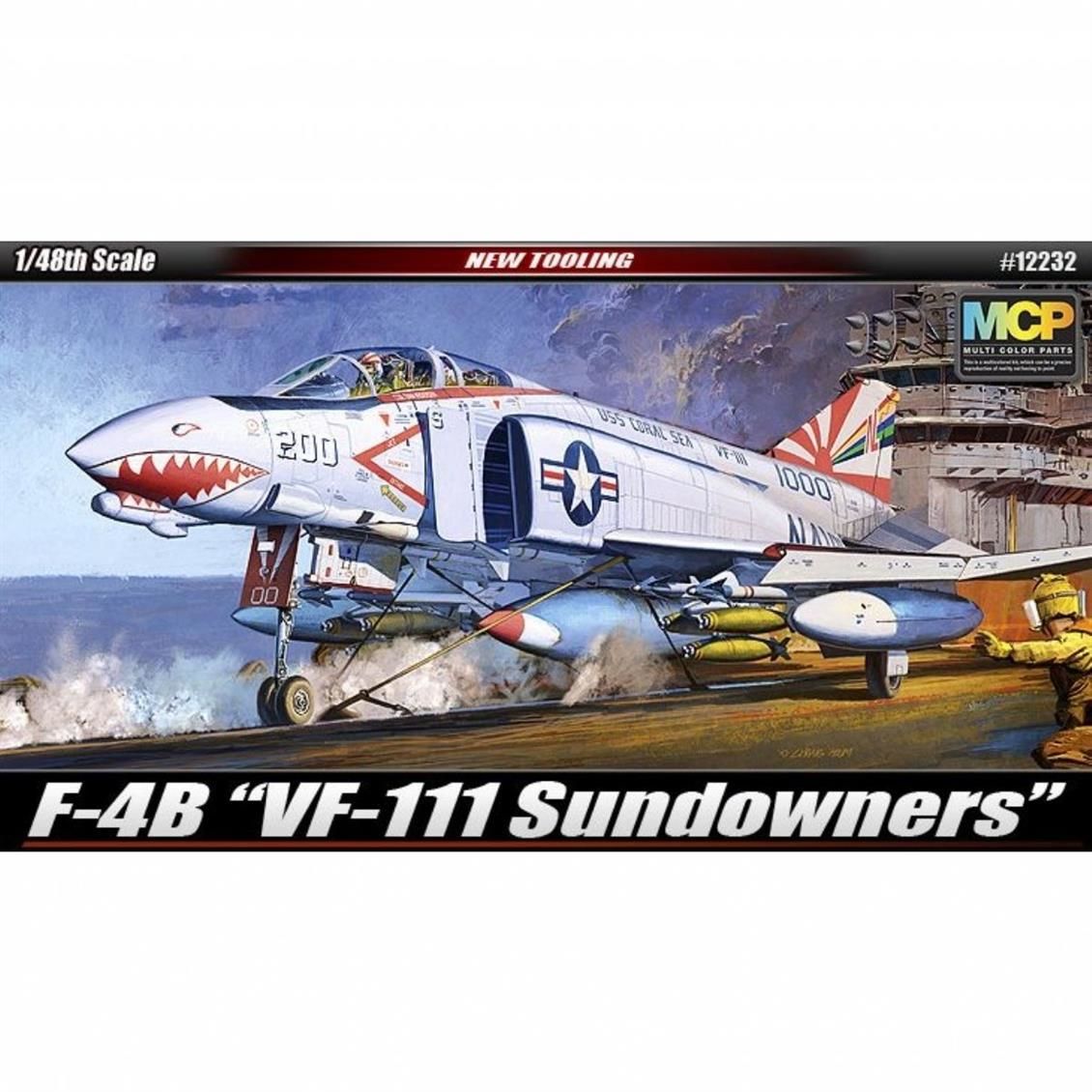 Academy 12232 1/48 F-4B (VF-111 Sundowners) Savaş Uçağı Demonte Plastik Maketi