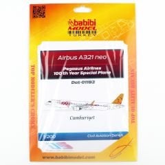 Babibi DAT01192 1/200 Pegasus Hava Yolları Airbus A-321 neo 100.yıl özel boyama Decal Çıkartma