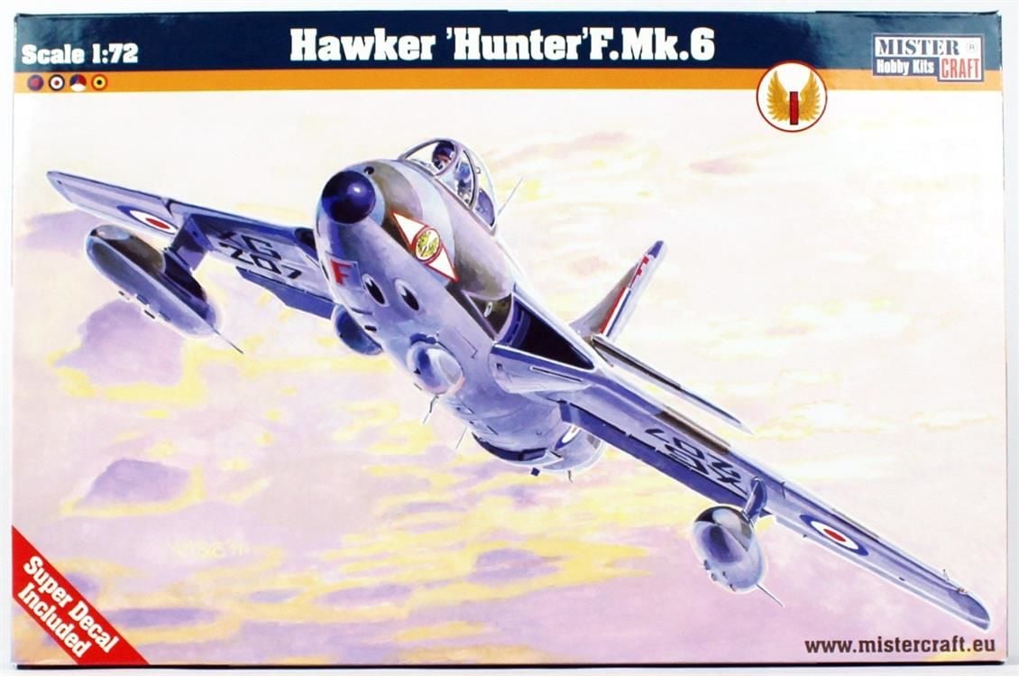 Mistercraft D010 1/72 Hawker Hunter F.Mk.6 Savaş Uçağı Demonte Plastik Maketi